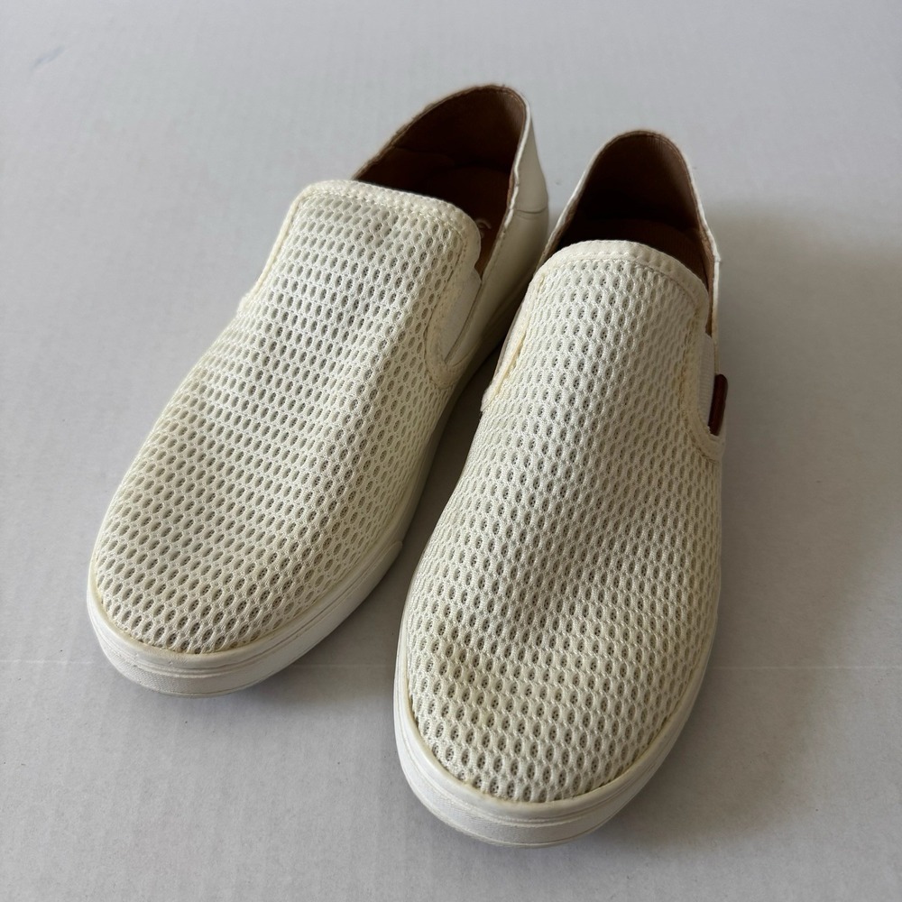 Olukai Womens Pehuea White Tennis Shoes Convertible Slides 7 Slip On Beach Flats - Picture 2 of 7